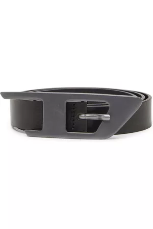 Diesel Logo-buckle leather belt - Black