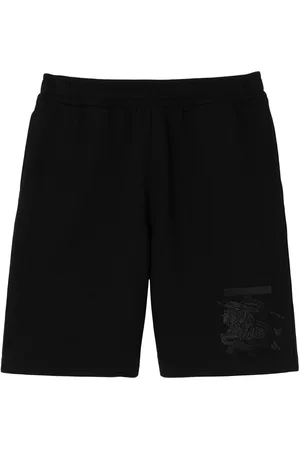 Burberry Men Sports Shorts - Logo-embroidered cotton track shorts - Black