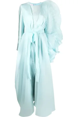 Gaby Charbachy Puff-sleeve pleated gown