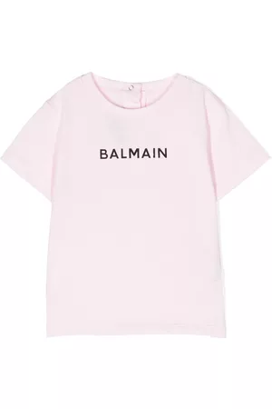 Balmain Appliqué logo cotton top - Pink