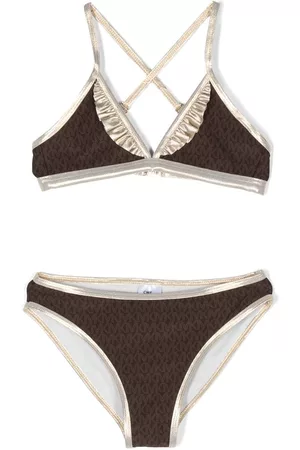 Michael Kors Girls Bikini Sets - Monogram-print bikini set - Brown