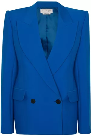 Alexander McQueen Women Double Breasted Jackets - Double-breasted tailored blazer - Blue