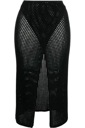 ANDREADAMO Slit-open crochet midi skirt