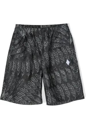 MARCELO BURLON Feather-print denim shorts