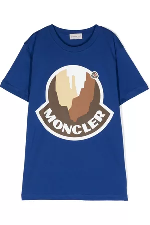 Moncler Short Sleeved T-Shirts - Graphic-print short-sleeved T-shirt - Blue