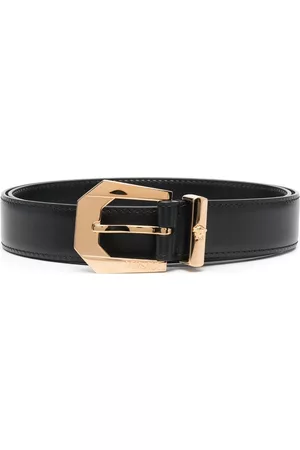 VERSACE Geometric buckle leather belt - Black