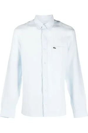 Lacoste Logo-embroidered linen shirt