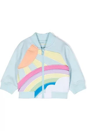 Stella McCartney Bomber Jackets - Rainbow-print cotton bomber jacket - Blue