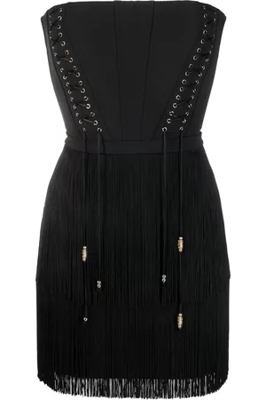 Elisabetta Franchi Women Fringe Dresses - Bustier fringe detailing dress - Black