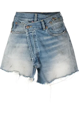 R13 Crossover distressed denim shorts