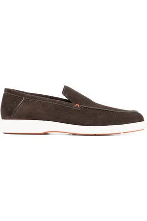 santoni Calf-suede almond-toe loafers
