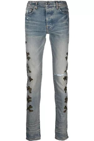 AMIRI Men Skinny Jeans - Patch-detail distressed jeans - Blue