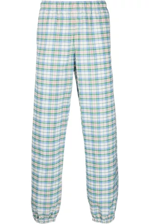 Lacoste Men Sweatpants - Embroidered-logo plaid track pants - Green