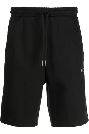 HUGO BOSS Men Sports Shorts - Logo-appliqué track shorts - Black