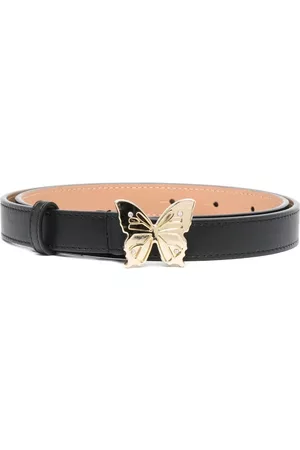 MISS BLUMARINE Butterfly-buckle leather belt - Black