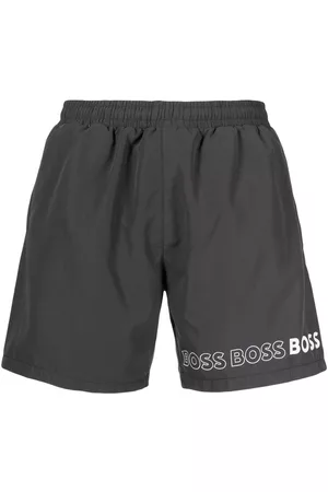 HUGO BOSS Logo-print swim shorts - Grey