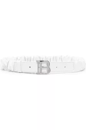 Balmain Logo-buckle leather belt - White