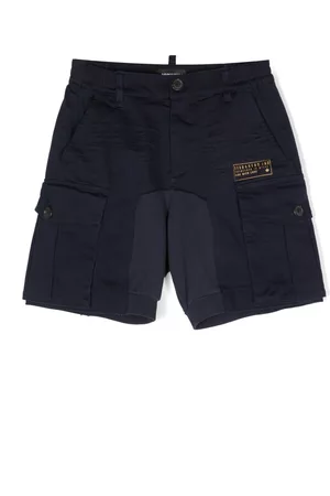 Dsquared2 Logo-print contrast-panel cargo shorts - Blue