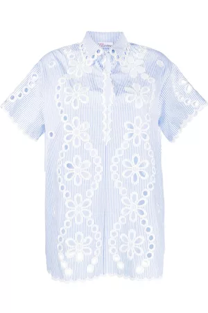 RED Valentino Broderie-anglaise stripe-print tunic - Blue