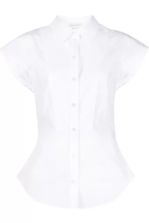 Alexander McQueen Women Shirts - Cap-sleeve cotton shirt - White