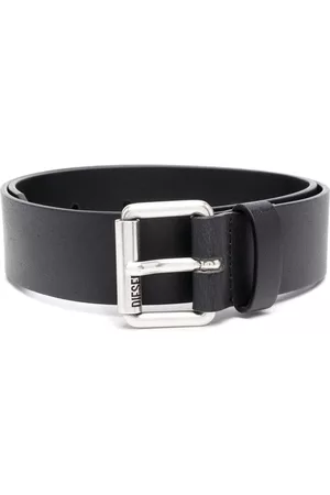 Diesel Belts - Logo-engraved buckle leather belt - Black