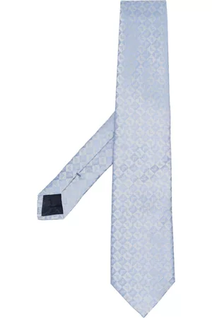Emporio Armani Men Bow Ties - Logo-jacquard silk tie - Blue