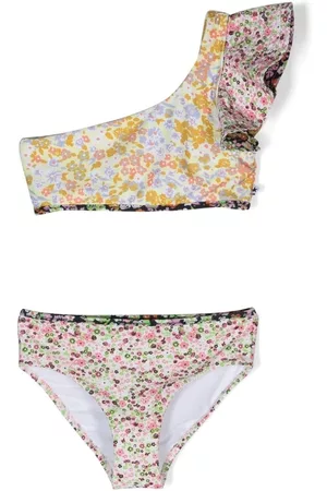 Molo Girls Bandeau Bikinis - Floral-print ruffle bikini - Yellow