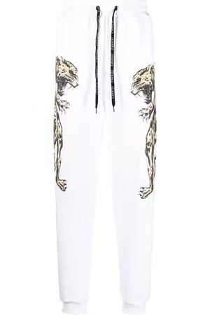 Roberto Cavalli Jaguar print cotton track pants - White