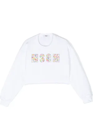 Msgm Floral sequin-embellished crew neck sweatshirt