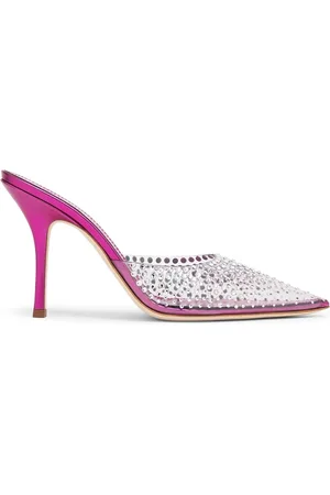 PARIS TEXAS Crystal-embellished pointed-toe mules
