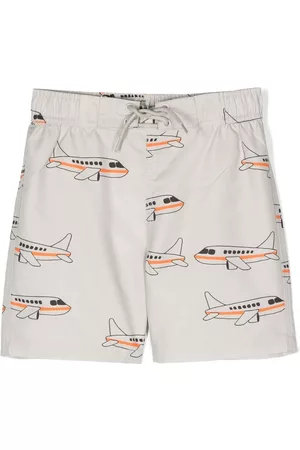Mini Rodini Boys Swim Shorts - Airplane-print swimshorts - Grey
