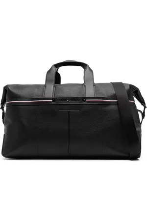 Tommy Hilfiger Logo-lettering grained-texture holdall - Black
