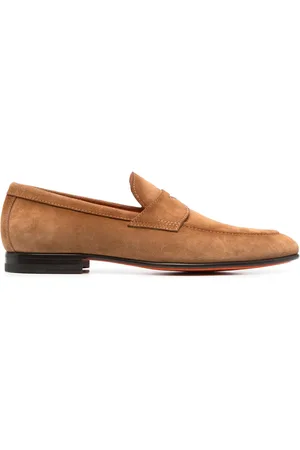 santoni Suede penny loafers