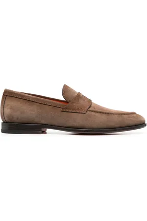 santoni Suede penny loafers