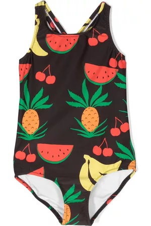 Mini Rodini Girls Swimsuits - Fruit-print swimsuit - Brown