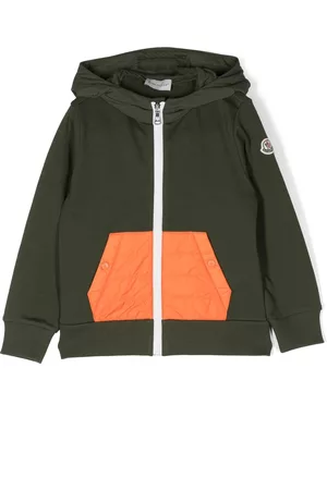Moncler Boys Hoodies - Logo-patch cotton hoodie - Green