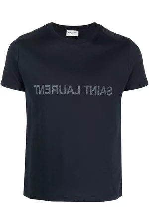 Saint Laurent Reverse logo-print cotton T-shirt - Blue