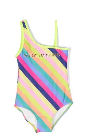 Marc Jacobs Kids Girls Swimsuits - Logo-print striped swimsuit - Yellow