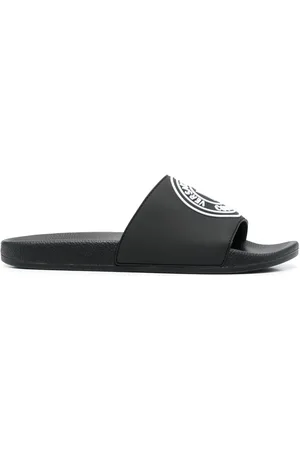 VERSACE Logo-print flat slides