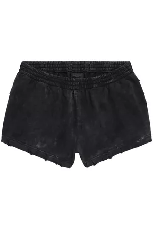 Balenciaga Washed-effect running shorts - Black
