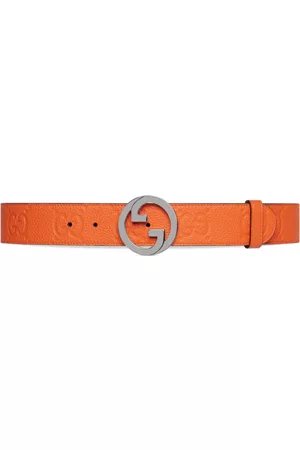 Gucci Men Belts - Blondie debossed leather belt - Orange
