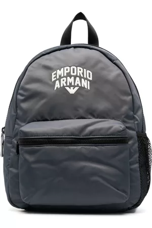 Emporio Armani Rucksacks - Plain logo-print backpack - Blue