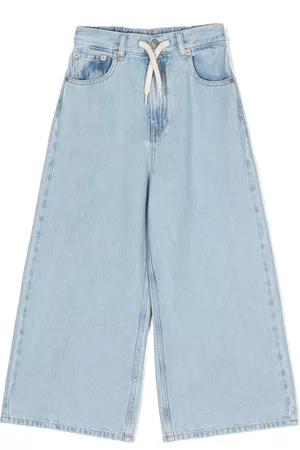 Maison Margiela Boys Wide Leg Jeans - Drawstring wide-leg jeans - Blue
