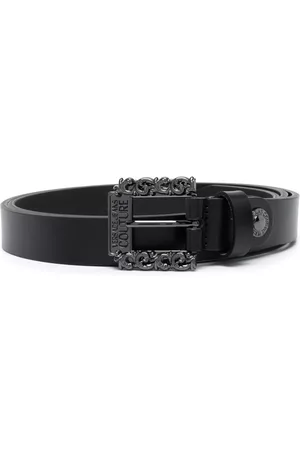 VERSACE Logo-engraved buckle belt - Black