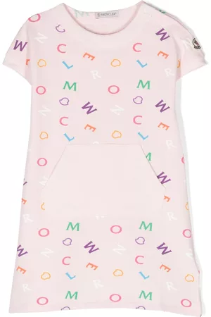 Moncler Printed Dresses - Logo-print stretch-cotton T-shirt dress - Pink