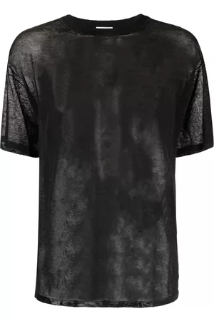 Saint Laurent Men Short Sleeved T-Shirts - Mesh short-sleeve T-shirt - Black