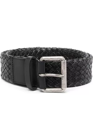 Saint Laurent Interwoven-design logo-buckle belt - Black