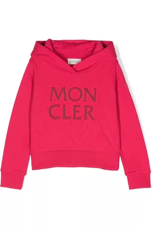 Moncler Girls Hoodies - Embossed-logo cotton hoodie - Pink