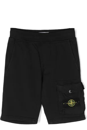 Stone Island Compass-motif cotton shorts - Black