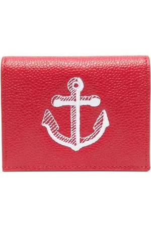 Thom Browne Anchor-embroidered leather cardholder